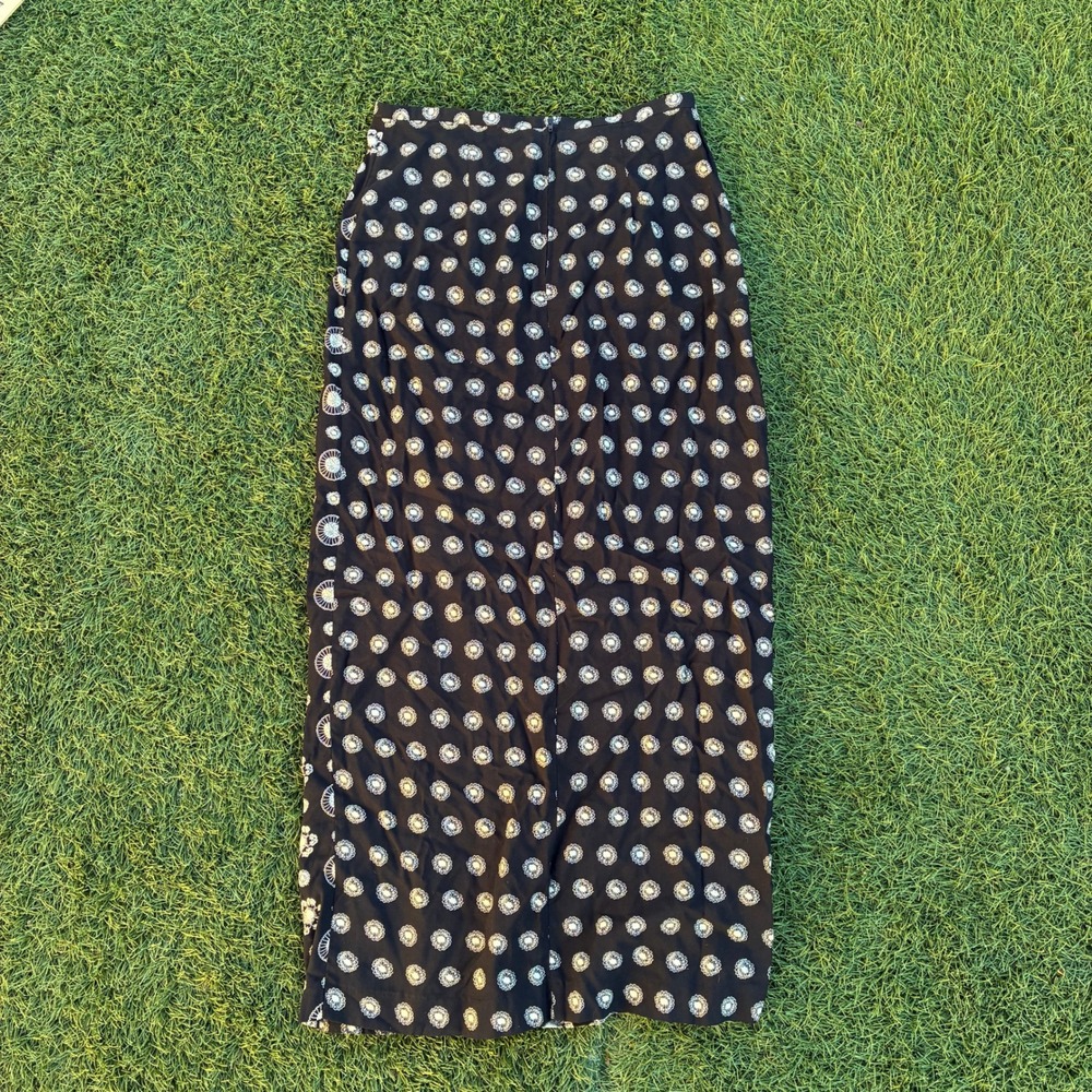Tracy Evans LTD Black White Floral Print Maxi Skirt Boho Festival Size M